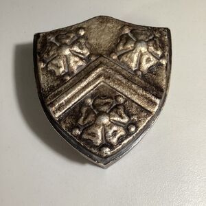 Crested Medieval Silvertone Cardboard Renaissance Cosplay Snuff Trinket Box